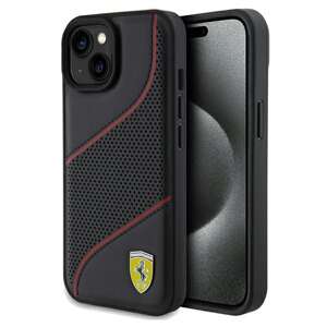 Etui Ferrari FEHCP15SPWAK iPhone 15 / 14 / 13 6.1" czarny/black hardcase Perforated Waves Metal Logo Case