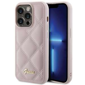 Etui Guess GUHCP15LPSQSQSP iPhone 15 Pro 6.1" różowy/pink hardcase Quilted Metal Logo Case