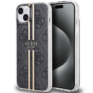 Etui Guess GUHCP15SH4PSEGK iPhone 15 / 14 / 13 6.1" czarny/black hardcase IML 4G Gold Stripe Case