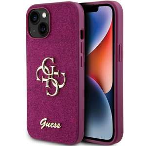 Etui Guess GUHCP15SHG4SGU iPhone 15 6.1" fioletowy/purple hardcase Glitter Script Big 4G Case