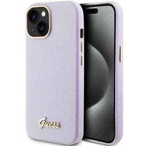 Etui Guess GUHCP15SPGMCSL iPhone 15 6.1" liliowy/lilac hardcase Glitter Glossy Script