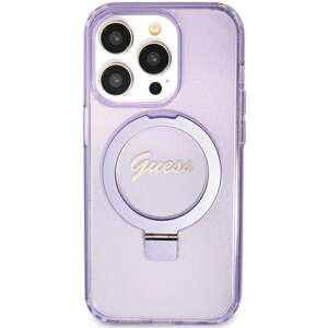 Etui Guess GUHMN61HRSGSU iPhone 11 / Xr 6.1" fioletowy/purple hardcase Ring Stand Script Glitter MagSafe Case