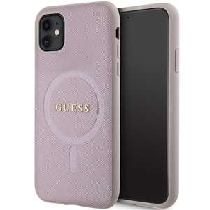 Etui Guess GUHMN61PSAHMCP iPhone 11 / Xr 6.1" różowy/pink hardcase Saffiano MagSafe Case