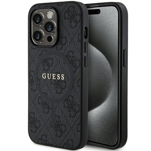 Etui Guess GUHMP13LG4GFRK iPhone 13 Pro / 13 6.1" czarny/black hardcase 4G Collection Leather Metal Logo MagSafe Case