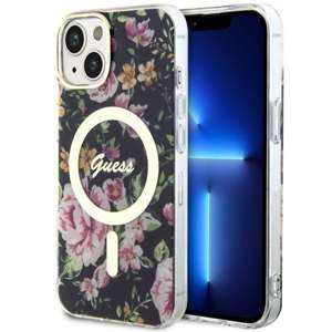 Etui Guess GUHMP14MHCFWSK iPhone 14 Plus 6.7" czarny/black hardcase Flower MagSafe Case