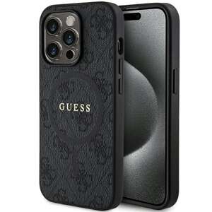 Etui Guess GUHMP15LG4GFRK iPhone 15 Pro 6.1" czarny/black hardcase 4G Collection Leather Metal Logo MagSafe Case