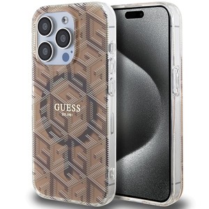 Etui Guess GUHMP15LHGCUSTGW iPhone 15 Pro 6.1" brązowy/brown hardcase IML GCube MagSafe Case