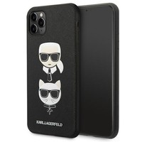 Etui KARL LAGERFELD Apple iPhone 11 Pro Max Saffiano Ikonik Karl&Choupette Head Czarny Hardcase