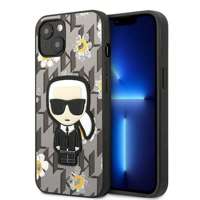 Etui KARL LAGERFELD Apple iPhone 13 Flower Ikonik Karl Szary Case