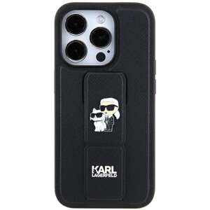 Etui Karl Lagerfeld KLHCN61GSAKCPK iPhone 11 / Xr 6.1" czarny/black hardcase Gripstand Saffiano Karl&Choupette Pins Case