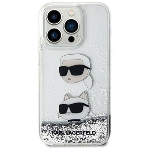 Etui Karl Lagerfeld KLHCP14XLDHKCNS iPhone 14 Pro Max 6.7" srebrny/silver hardcase Liquid Glitter Karl & Choupette Heads Case