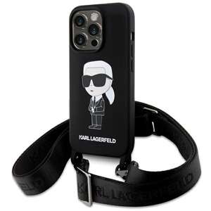 Etui Karl Lagerfeld KLHCP15XSCBSKNK iPhone 15 Pro Max 6.7" hardcase czarny/black Crossbody Silicone Ikonik Case