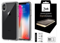 Etui SPIGEN Ultra Hybrid  Apple iPhone X Xs Przezroczyste Clear Przezroczysty + Szkło 3MK Case