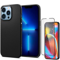 Etui Spigen iPhone 13 Pro Max Liquid Air Matte Black Case + Szkło Hartowane Spigen Full Cover