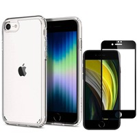 Etui Spigen iPhone SE 2022 2020 7 8 Ultra Hybrid Przezroczyste Clear Przezroczysty Case + Szkło Spigen Full Cover