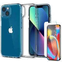 Etui iPhone 13 Spigen Ultra Hybrid Crystal Przezroczyste Clear Case + Szkło Hartowane Spigen Glas.tr Slim