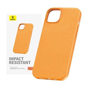 Etui na telefon iPhone 15 Pro Max Baseus Fauxther Series (Pomarańczowy)