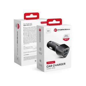 FORCELL F-ENERGY Carbon CC50-1A1C ładowarka samochodowa Typ C + USB A PD QC3.0 3A 38W czarna