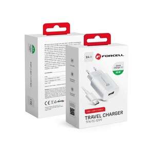 FORCELL F-ENERGY TFK-TC-1099 ładowarka sieciowa USB A + kabel USB A do Typ C QC3.0 2,4A 18W biała