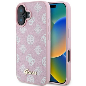 Guess GUHMP16MPGPYSP iPhone 16 Plus 6.7" różowy/pink hardcase Peony Script Logo MagSafe