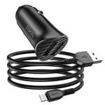 HOCO ładowarka samochodowa 2 x USB QC3.0 18W + kabel do iPhone Lightning 8-pin Farsighted Z39 czarna