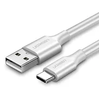 Kabel UGREEN USB-C QuickCharge 3.0 Niklowany 0.25m Biały