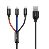 Kabel USB BASEUS 3w1 USB-C Lightning Micro 3,5A 0,3m czarny