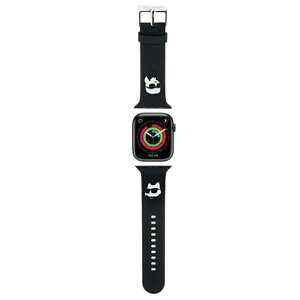 Karl Lagerfeld Pasek KLAWMSLKCNK Apple Watch 38/40/41mm czarny/black strap 3D Rubber Karl&Choupette Heads 