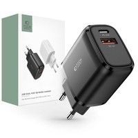 ŁADOWARKA TECH-PROTECT C20W 2-PORT NETWORK CHARGER PD20W/QC3.0 BLACK