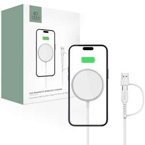 ŁADOWARKA TECH-PROTECT QI15W-A25 MAGNETIC MAGSAFE WIRELESS CHARGER WHITE