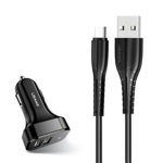 Ładowarka samochodowa USAMS 2xUSB Kabel USB MicroUSB Czarny