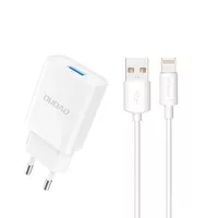 Ładowarka sieciowa Dudao A4EU USB-A 2.1A - biała + kabel USB-A - Lightning