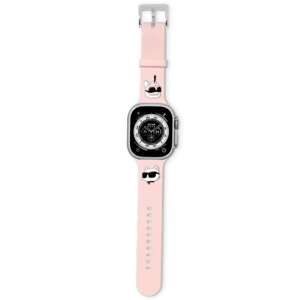 Pasek Karl Lagerfeld Pasek KLAWLSLKCNP Apple Watch 42/44/45/49mm różowy/pink strap 3D Rubber Karl&Choupette Heads