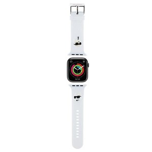 Pasek Karl Lagerfeld Pasek KLAWMSLKCNH Apple Watch 38 / 40 / 41mm biały/white strap 3D Rubber Karl&Choupette Heads