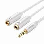 Rozdzielacz Audio UGREEN Kabel AUX Mini Jack 3,5 mm Do Słuchawek Z Mikrofonem 20cm Biały