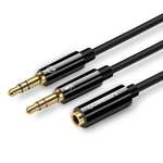 Rozdzielacz Audio UGREEN Kabel AUX Mini Jack 3,5 mm Do Słuchawek Z Mikrofonem 20cm Czarny