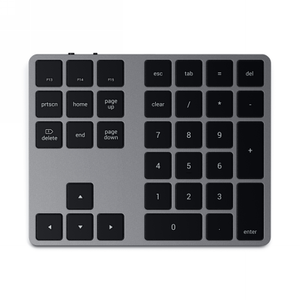 Satechi  Aluminium Extended Keypad - bezprzewodowa klawiatura numeryczna z wbudowanymi skrótami klawiszowymi Bluetooth (space gray)