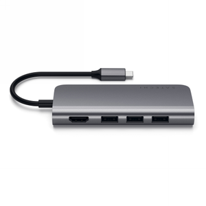 Satechi TYPE-C Multi-Port Adapter 4K Ethernet - aluminiowy adapter do urządzeń moblinych USB-C (USB-C 60W, 3xUSB-A, 4K HDMI, Gigabit Ethernet) (space gray)