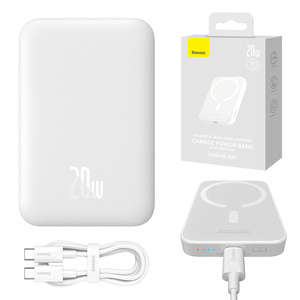 Szybko ładujący mini Power Bank Baseus , 6000mAh 20W (biały)