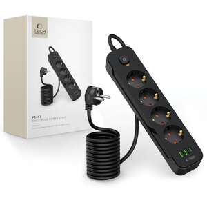 TECH-PROTECT PCL4X3 POWER SOCKET LONG 2 USB & 1 TYPE-C & 4 SOCKET 200CM BLACK