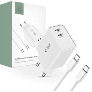 Tech-protect C35w 2-port Network Charger Pd35w + USB-C Cable White