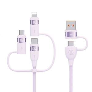 USAMS Kabel U85 2xUSB-C/USB/Micro-USB/ Lightning 6w1 2m 100W PD Fast Charge fioletowy/purple SJ646USB02 (US-SJ646)