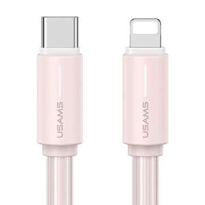 USAMS Kabel USB-C/Lightning 1m SJ735 30W różowy/pink YU Series SJ735USB04 (US-SJ735)