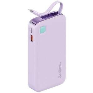 USAMS Powerbank ze zwijanym kablem Retractable Lightning 10000 mAh PD 20W Fast Charge XY Series fioletowy/purple 10KCD22503 (US-CD225)