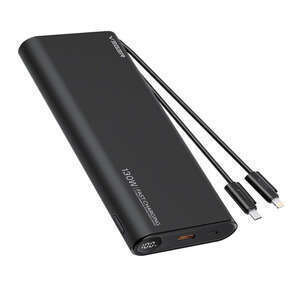 VEGER powerbank 25 000 mAh z wbudowanymi kablami Typ C / Lightning PD 130W TCE130 (W2503) czarny