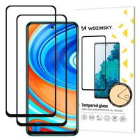 Wozinsky zestaw 2x super wytrzymałe szkło hartowane Full Glue na cały ekran z ramką Case Friendly Xiaomi Redmi Note 9 Pro / Redmi Note 9S czarny