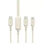 Kabel 2w1 Dudao L7SF USB-C - USB-C / Lightning 100W 1.2m - beżowy