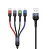 Kabel Pleciony USAMS 4w1 2xLightning MicroUSB USB-C 2A Fast Charge 0.35m Czarny