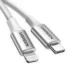 Ugreen kabel przewód USB Typ C - Lightning MFI 1 m 3 A 36 W srebrny (70523)