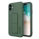 Wozinsky Kickstand Case elastyczne silikonowe etui z podstawką iPhone 12 ciemnozielony